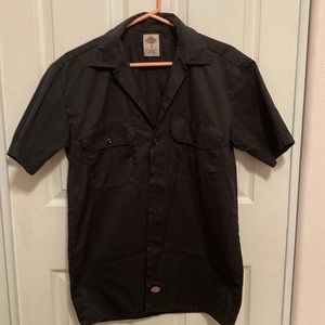 Dickies Casual Work Button Down Shirt Black Short Sleeve